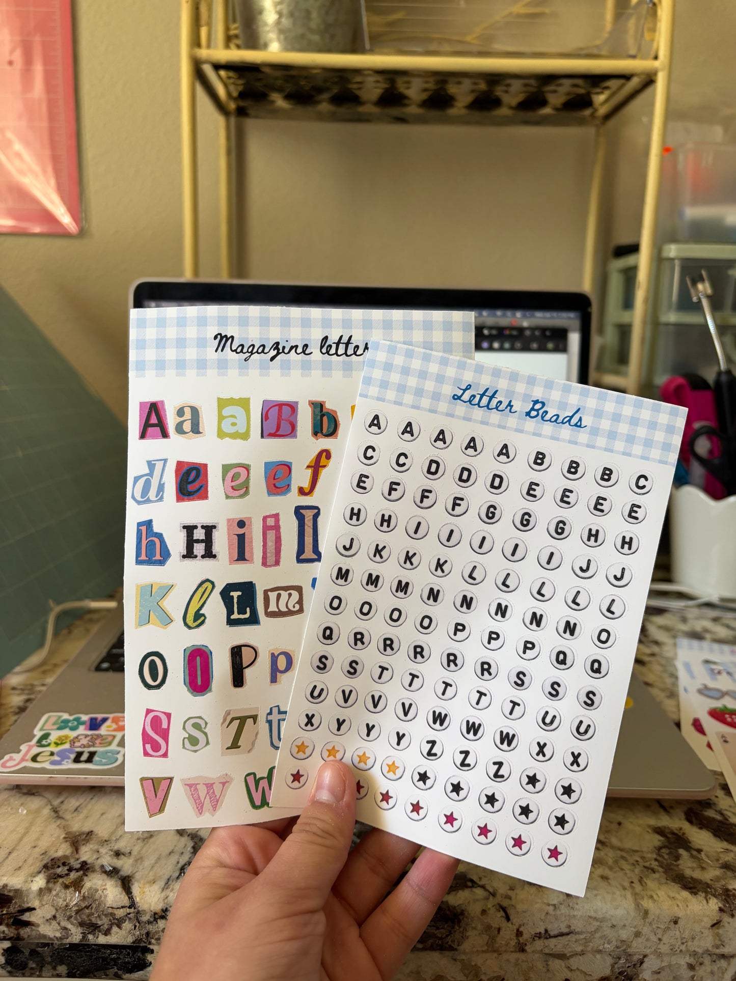 Letter sticker sheets