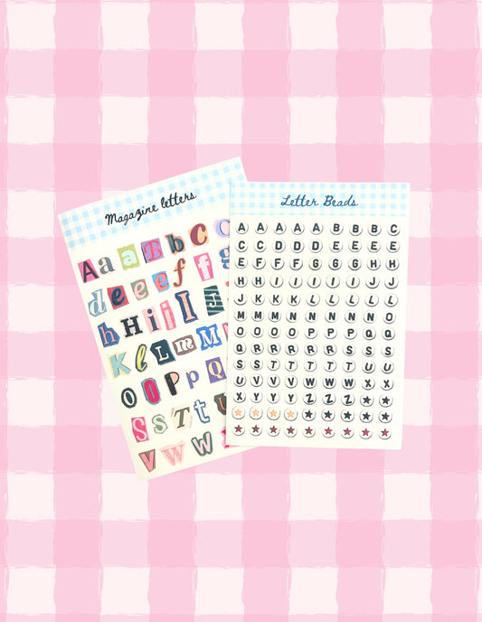 Letter sticker sheets